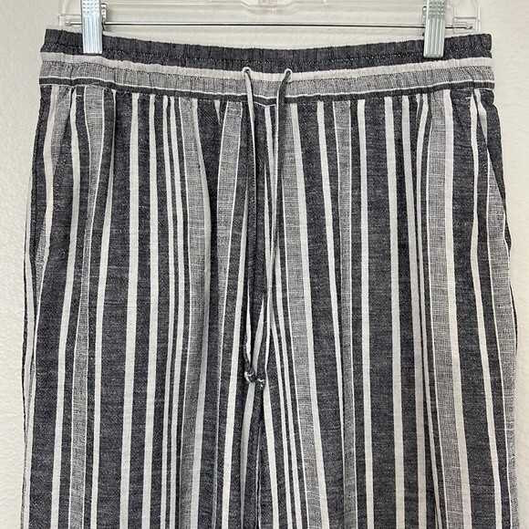 Banana Republic wide leg crop stripe linen pants stretchy waist summer Small - Picture 3 of 13